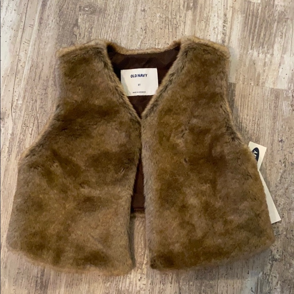 Old Navy Brown Faux Fur Vest Sz 3T NWT